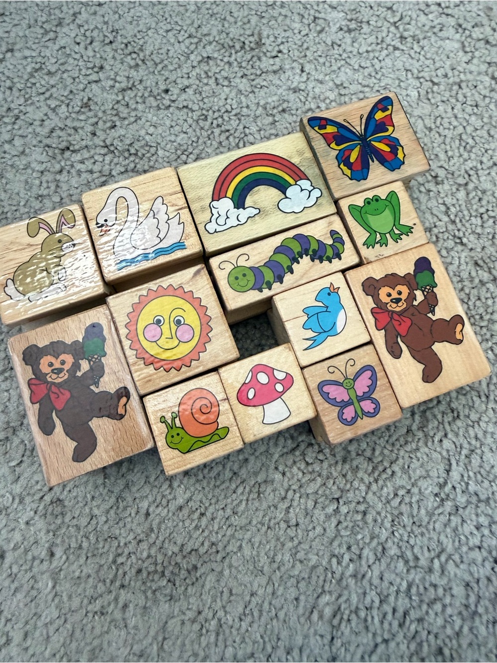 Wooden Animal & Nature Blocks Set - Colorful Kids Toy